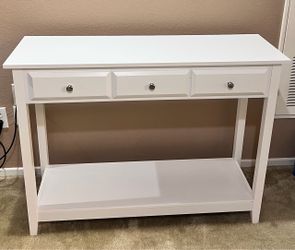 White Console Table with 3 Drawers