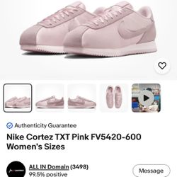Nike Cortez Satin Pink (NEW) Size 7 M / 8.5W