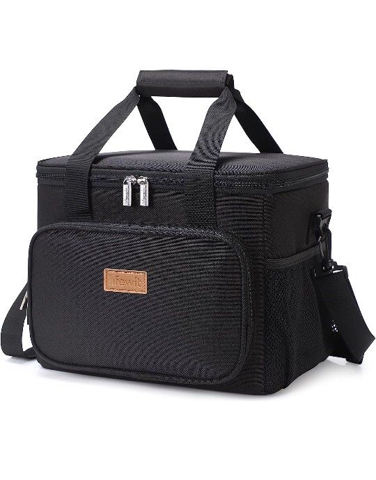 Lifewit Large Lunch Bag Insulated Lunch Box Soft Cooler Cooling Tote for Adult Men Women, Black 24-Can (15L)

