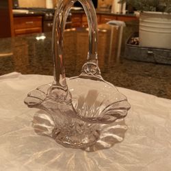 Vintage Clear Glass Flower Basket