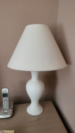 White Lamp With Shade Nightstand 