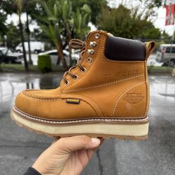 Workmen V Leather Work Boots Brown Size 6 To 12 Men