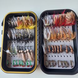 Fly Fishing Tackle Box With Flies Assortment Of 60pcs 