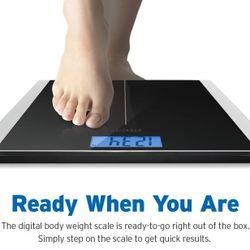 Bathroom Scale Digital Body Weight with Step-On Technology, Reliable Results with High Precision Measurements, Large Backlit LCD Display, 400 Pounds