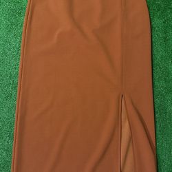 Orange midi skirt with slit size S 