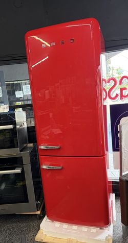 Smeg Red 24” Wide Bottom Freezer Refrigerator Open Box