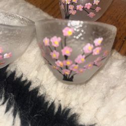 Frosted Cherry Blossom Sake Cups (3)