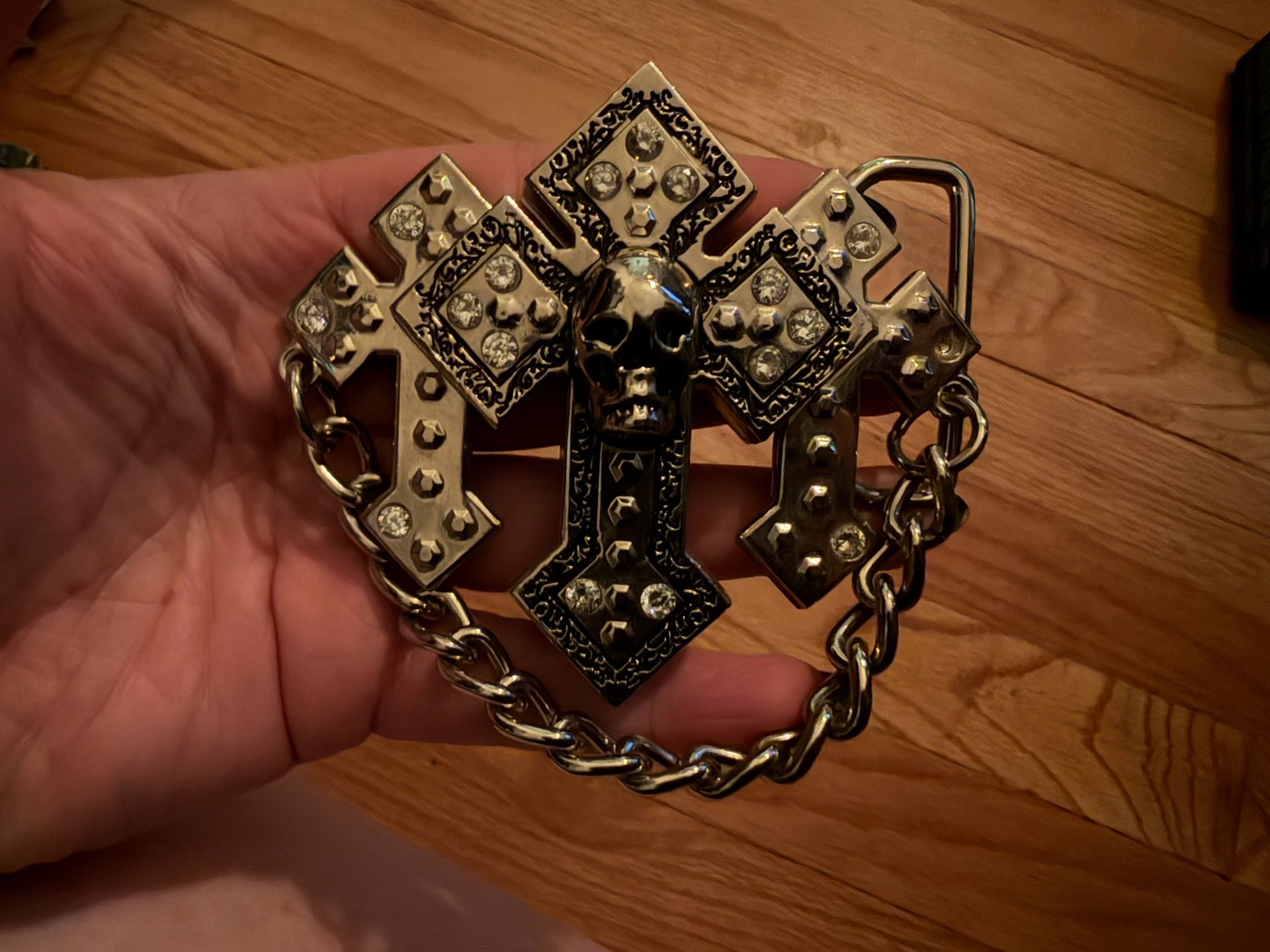 Skull Cross Chain belt Buckle