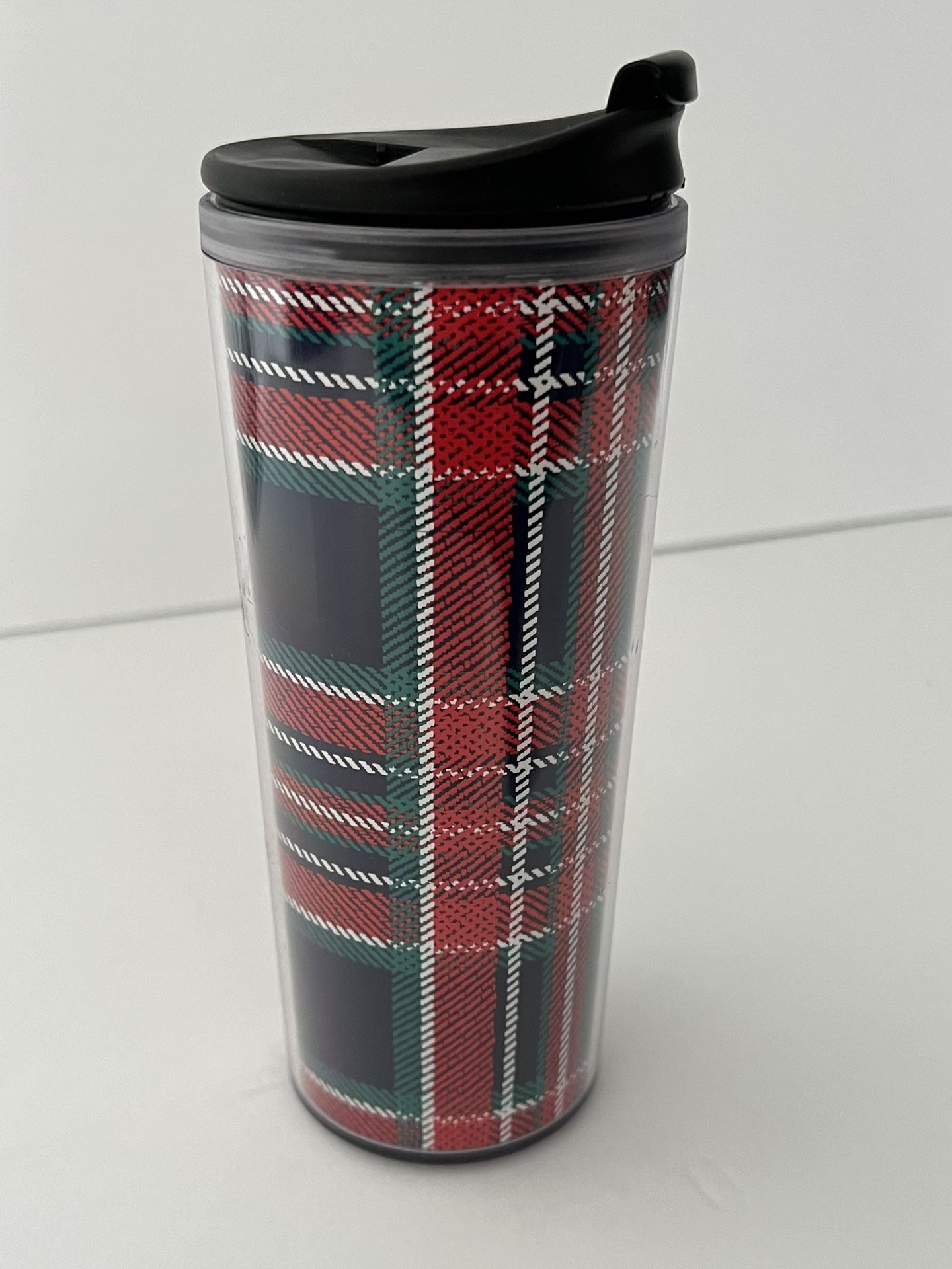 Starbucks 2017 Red, Green and Blue Plaid Acrylic Tumbler With Lid OBO