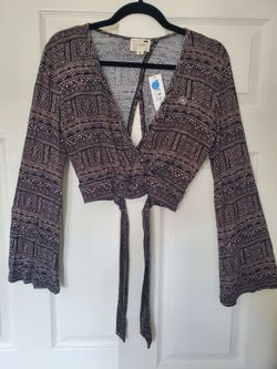 LA HEARTS  Black and tan tribal, ties in back, size M