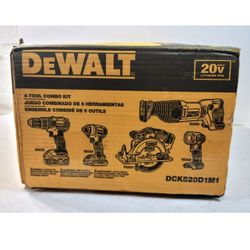 Dewalt DCK520D1M1 Max 20v Cordless Brushed 5 Tool Combo Kit Circular/Reciprocating Saw Drill/Impact Driver & Led Light