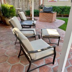 Outdoor Patio Set Aluminum Sunbrella Fabric Cushions Covers Chairs Table Ottoman Potterybarn Crate & Barrel Restoration Hardware Furniture Phoenix