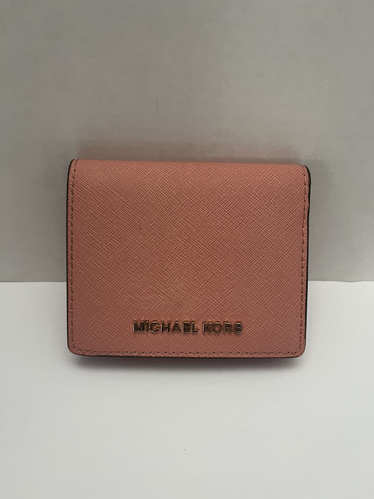 Michael Kors Jet Set Travel Carryall Card Case Wallet Saffiano Leather pink