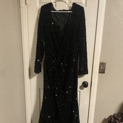 Sequin Long Black Dress