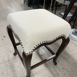 Acme Kakabel Counter Height Stool in Cream Fabric - Espresso