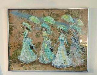 Original listed artist Vintage Elaine Roth Mixed Media Framed Painting - Impressionist Style magical