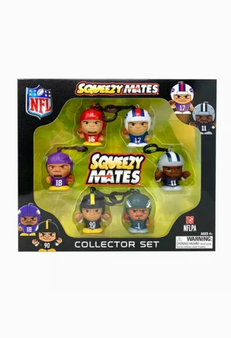 NFL Sqeezy Mates Collectible Figure Clips Sealed Collector Set Box - Imperfect