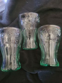 Set of 3 coca cola mint green shot glasses