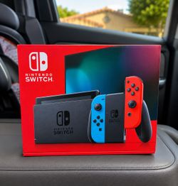 Nintendo Switch Console Neon Red Blue Complete Bundle Excellent Condition