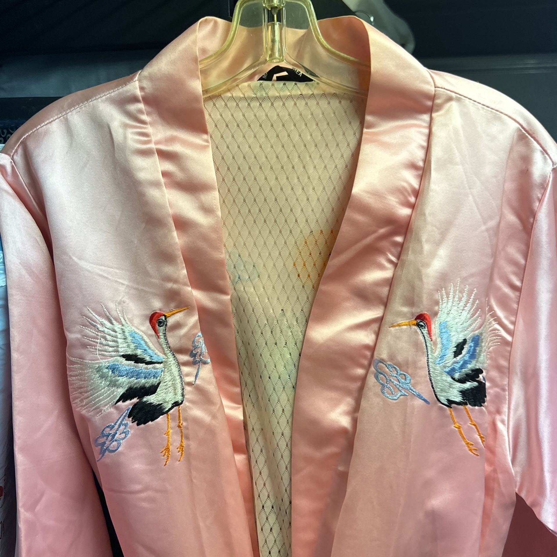 Pink Silk Women's Robe Small