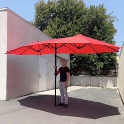 New in box $95 Large 15 FT Double Sided Umbrella Outdoor Patio Garden Yard (Weight base not included)