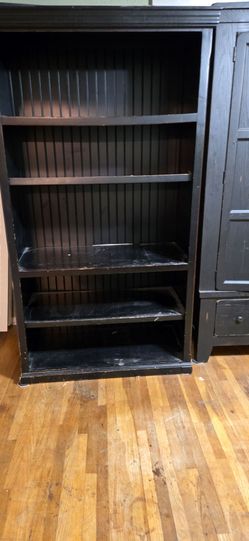 Gorgeous Vintage Black Wood Bookcase with Four Shelves