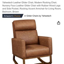 Faux Leather Brown Rocking Chair