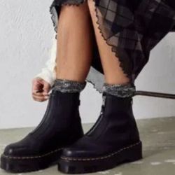 Dr Martens JETTA ZIPPED SENDAL LEATHER PLATFORM BOOTS NWOT