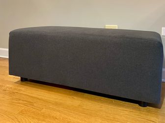 43” Long Modern Gray Ottoman Bench, Entryway Seat By Coalesse Steelcase