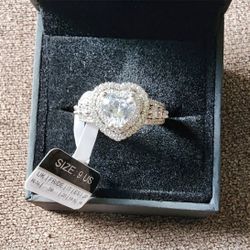 Heart Cut Sterling Silver Engagement Ring