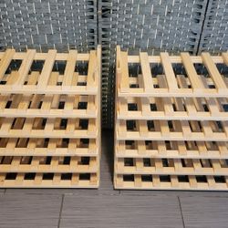 TWO WOODEN WINE RACKS