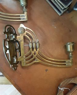 Antique Brass Piano Candle Holder Art Nouveau- Located in Shelton