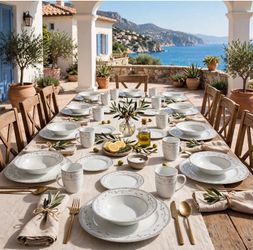 Fitz and Floyd Platinum Vine Dinnerware Set - 31 Pieces Service for 8 - $60