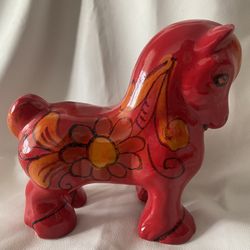 Retro 60's Italian Fratelli Fanciullacci red Horse Mario Bellini Italy signed 