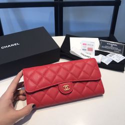 Chane1 Red Long Wallet New 