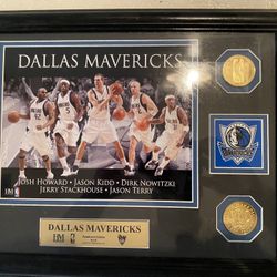 2007 Highland Mint Dallas Mavericks Framed Photo w/ 2 SOLID BRONZE - RARE #870