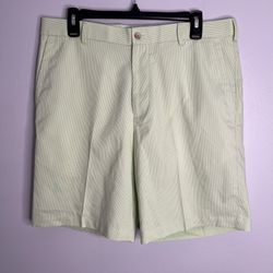 Peter Millar Wicking Seersucker Golf Shorts Mens 34 Green Preppy Performance