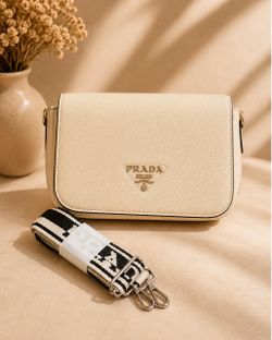 Prada Milano Crossbody Bag Cream Leather