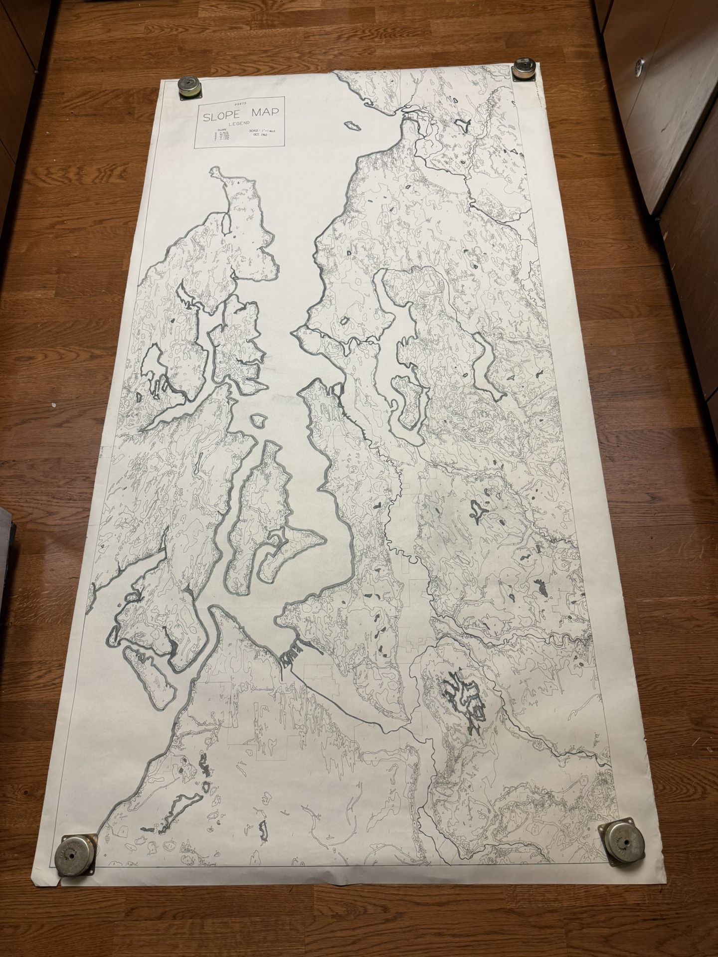 Vintage Original 1962 Huge Slope Map For Greater King County