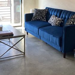 Blue Tufted Sofa/Futon 