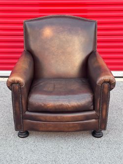 Premium Rapallo Top-Grain Leather Armchair - Nailhead Trim