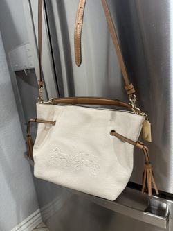 Coach Horse and Carriage Leather Andy Tote Bag Chalk