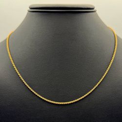 Jewelry 14k solid yellow Gold Rope 18” Chain necklace 3.9 grams 1.3mm