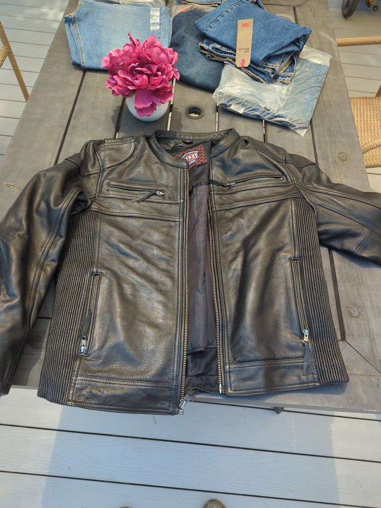 Padded Motorcycle Leather Jacket