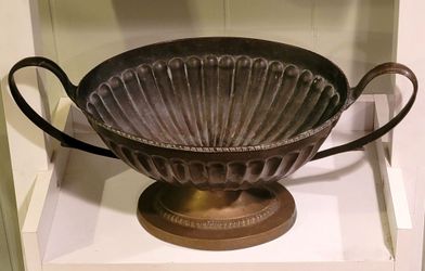 Vintage Brass or Bronze?  Pedestal Centerpiece Bowl with Handles 16.5" w × 8"H