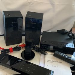 Sony Altus Wireless Music Transmitter Receiver  S-AIR With 2 Wireless Socket Speakers And Remotes