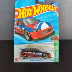 Hot Wheels Red/White/Blue Reverse Rake Honda Civic Custom 