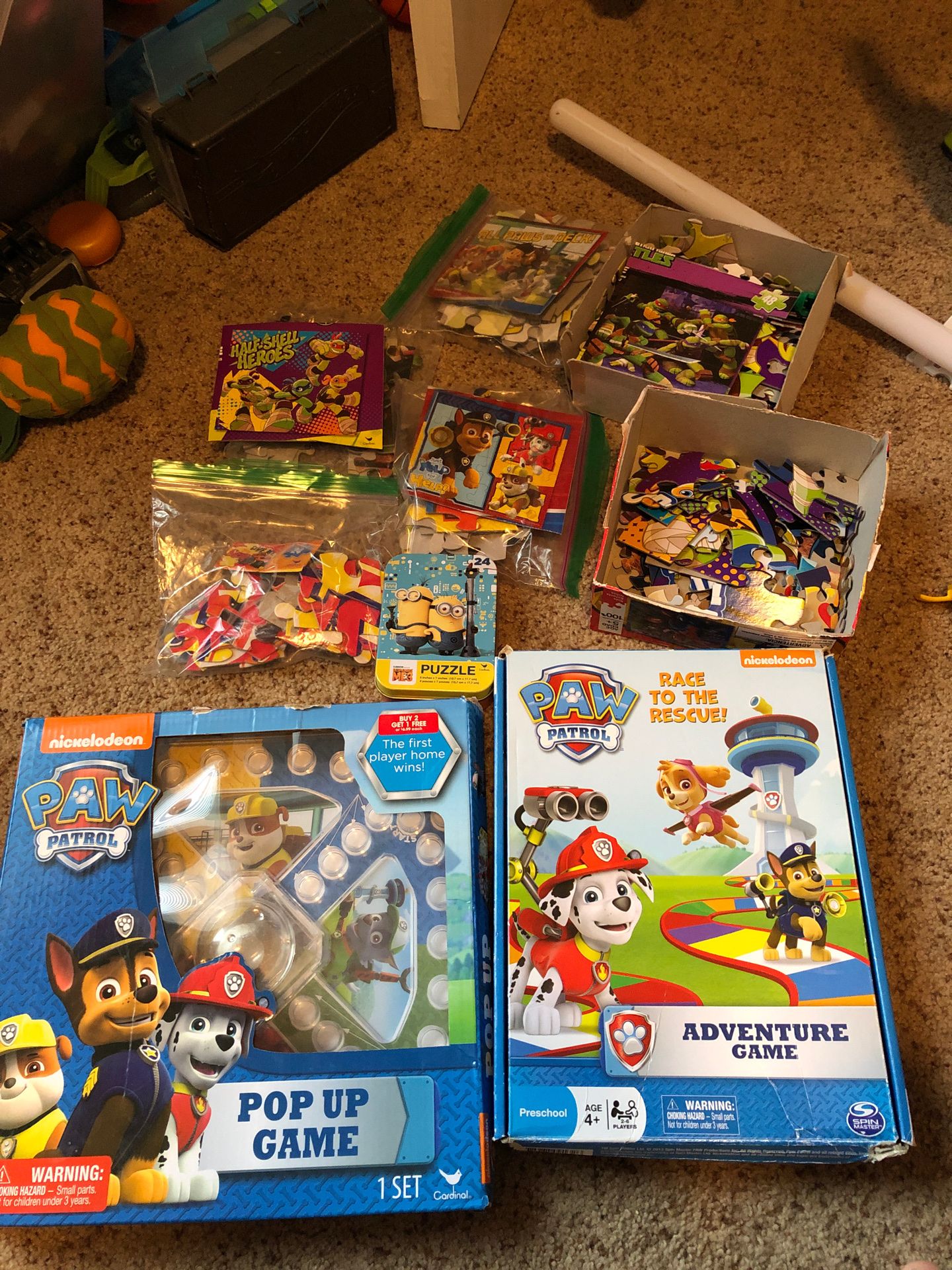 Paw patrol games puzzles ninja turtle Spider-Man minion puzzles