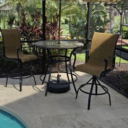 Aluminum Patio High Top Table and 2 Chairs