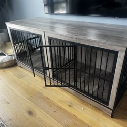 Dog Crate Furniture - Grey Wood,